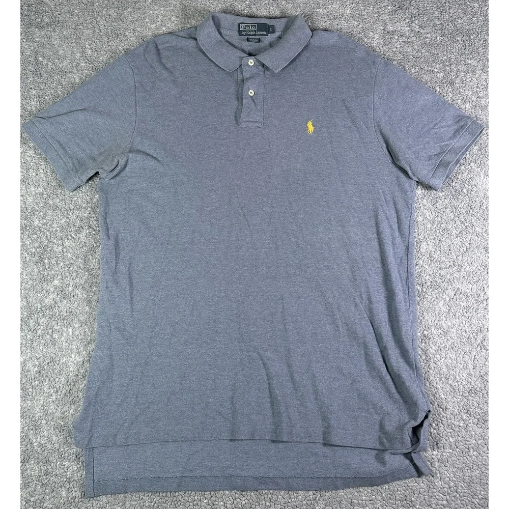 Vintage Polo Ralph Lauren Shirt Mens Large Blue Pique Cotton Short Sleeve Pony